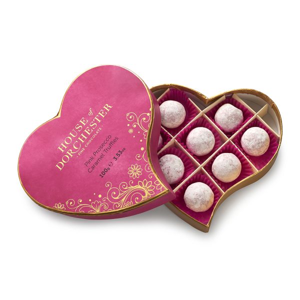 Pink Prosecco Truffles Heart open box image